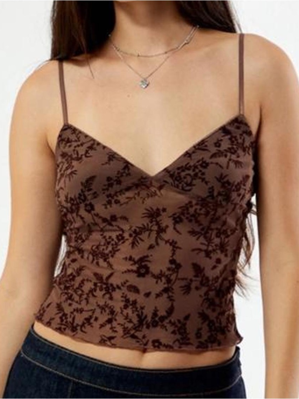 FLOCKED VELVET MESH CAMI *NWT